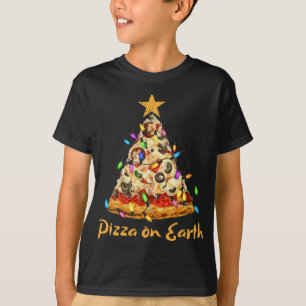 Camiseta Pizza Engraçada na Terra Fatia Árvore de Natal com