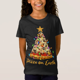 Camiseta Pizza Engraçada na Terra Fatia Árvore de Natal com