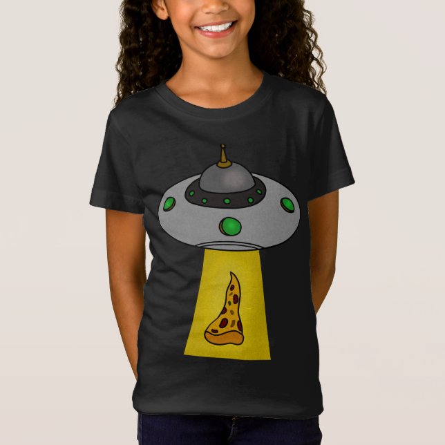 Camiseta Pizza Engraçada, OVNI Beaming (Frente)