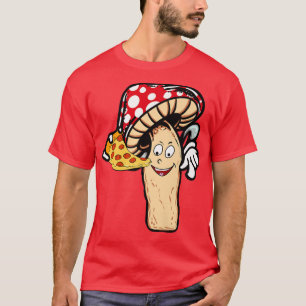 Camiseta Pizza Engraçada Pizza Gráfica Mushroom Comendo Piz