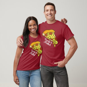 Camiseta Pizza Engraçada Pronta para Camisa-T Derretida