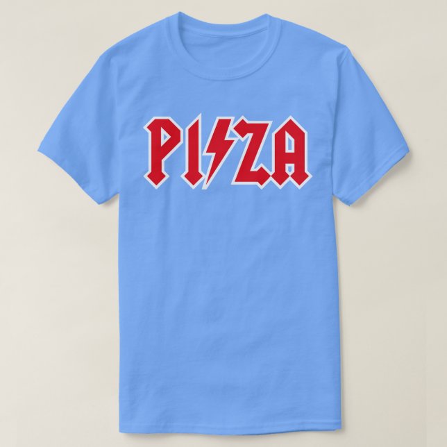 Camiseta Pizza Engraçada Rock Pizzeria Metal Pizza (Frente do Design)
