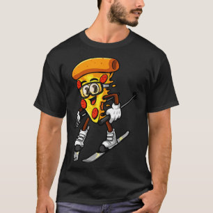 Camiseta Pizza engraçada ski torta queijosa foodie esqui in