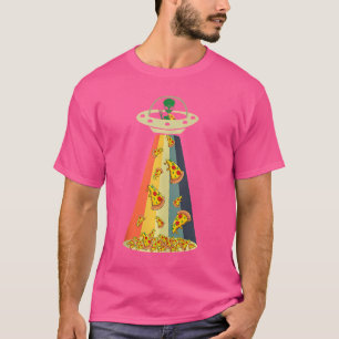 Camiseta Pizza Engraçada Ufo Alienígena Comendo Pizza A Ufo
