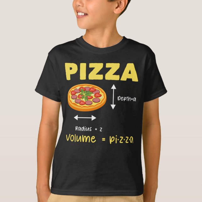 Camiseta Pizza Engraçada Volume Cálculo Volume Comida (Frente)