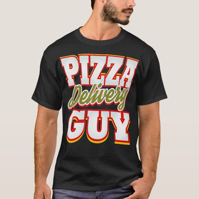 Camiseta Pizza Entrega Cara Festa Engraçada Herói Pizza Hom (Frente)