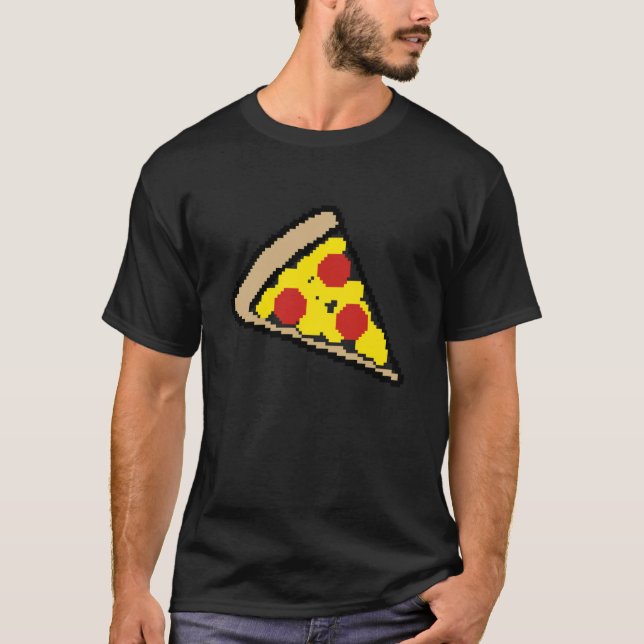 Camiseta Pizza Entusiasta de Jogos Retro de 8 Bits (Frente)