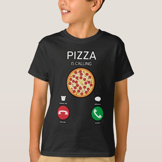 Camiseta Pizza Está Chamando Interface de Chamada de Telefo (Frente)