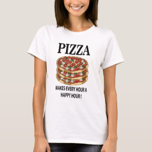 Camiseta Pizza Faz A Cada Hora Uma Pizza Feliz Em Hora