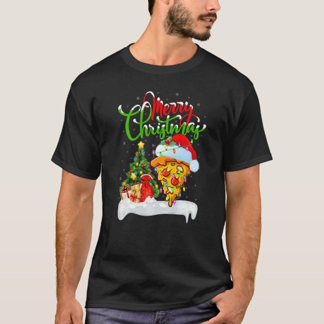 Camiseta Pizza Food  Xmas Decorations Santa Pizza Christmas (Frente)