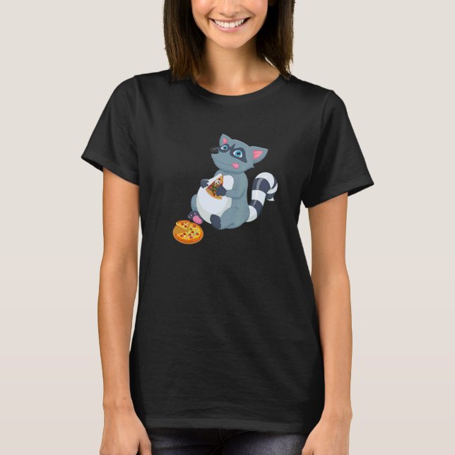 Camiseta Pizza   Foodie Raccoon   Cute Racoon   (Frente)