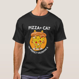Camiseta Pizza Gato Meu Dia dos Namorados E Gato Fofo E Piz