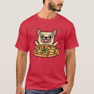 Camiseta Pizza Gráfica Cute Pug Pizza Lover Comendo Comida