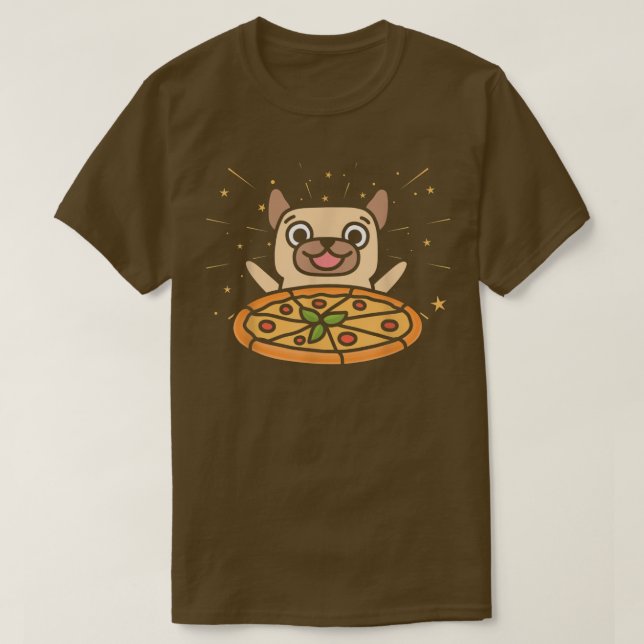 Camiseta Pizza Gráfica Cute Pug Pizza Lover Comendo Comida  (Frente do Design)