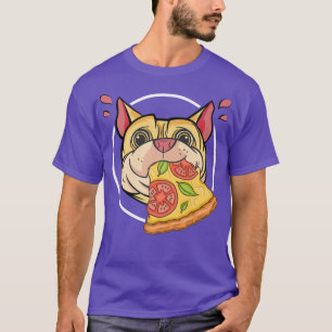 Camiseta Pizza Gráfica Cute Pug Pizza Lover Comendo Comida