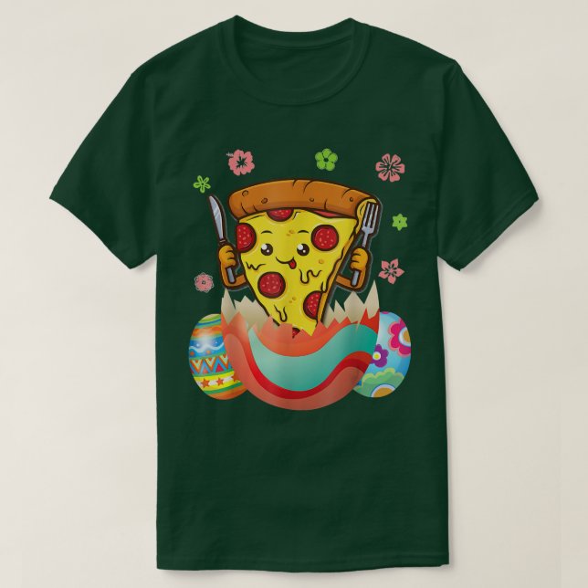 Camiseta Pizza Hatching Do Dia Do Ovo De Páscoa (Frente do Design)