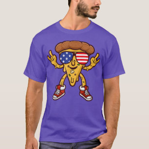 Camiseta Pizza Havaiana legal Bandeira Americana Óculos de