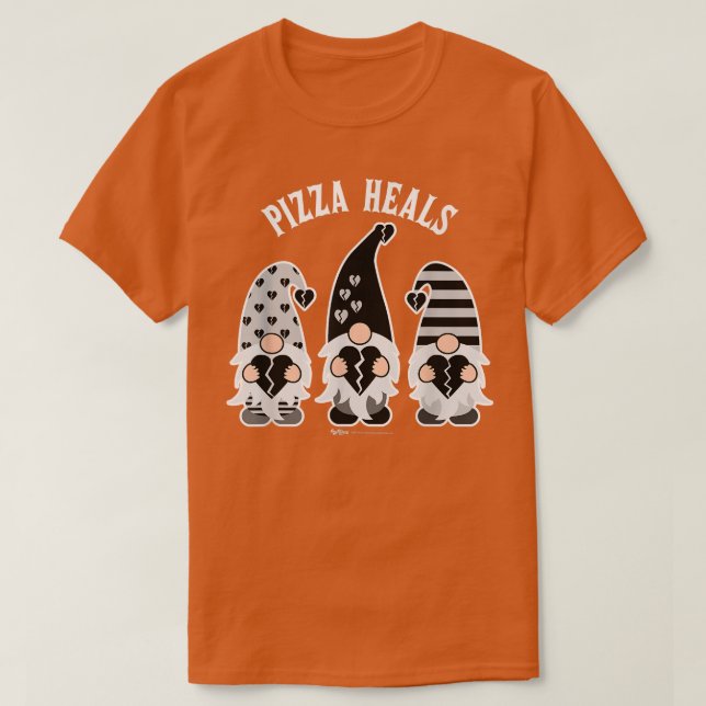 Camiseta Pizza Heals Anti-valentine's Day Gnomes 3266 (Frente do Design)