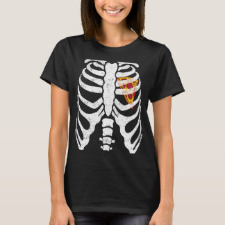 Camiseta Pizza Heart In Xray Ribcage Skeleton