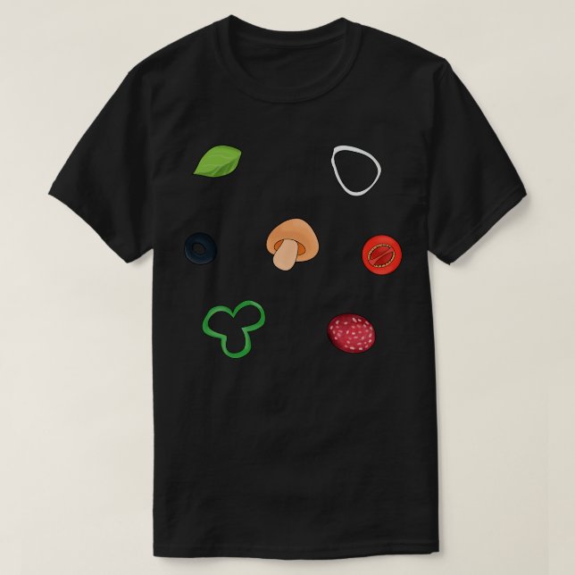 Camiseta Pizza Ingredientes (Frente do Design)