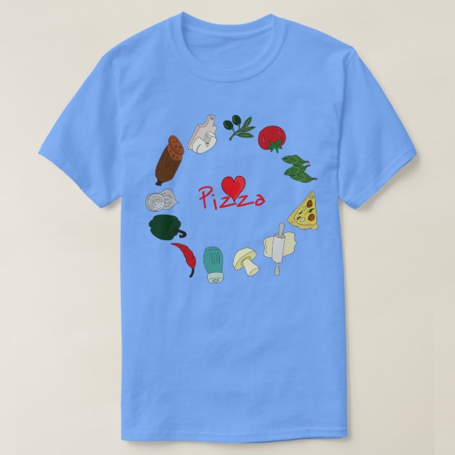 Camiseta Pizza Ingredientes 3 (Frente do Design)