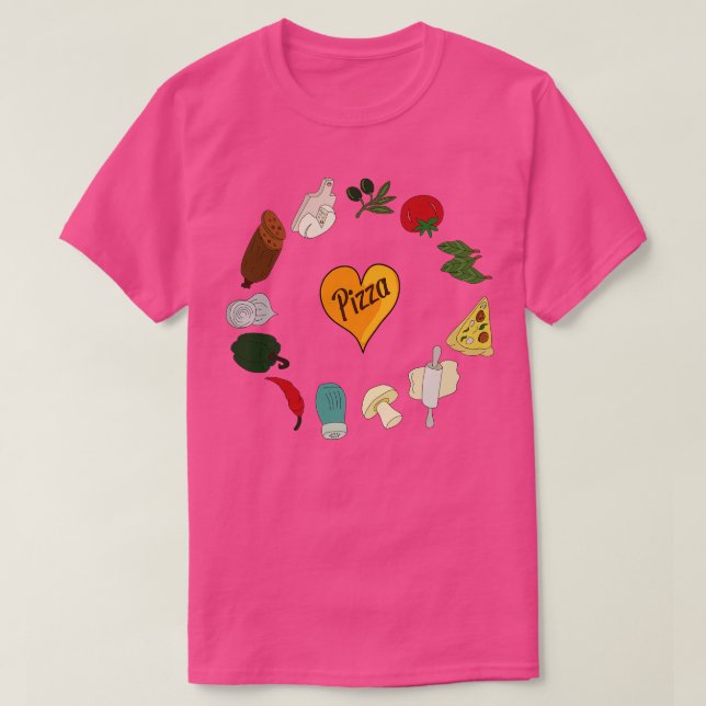 Camiseta Pizza Ingredientes 4 (Frente do Design)