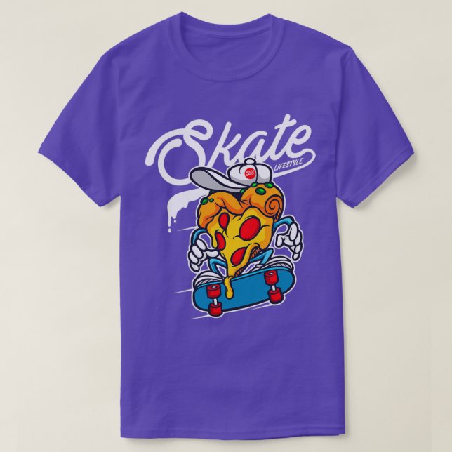 Camiseta Pizza longa de skater (Frente do Design)