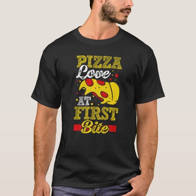 Camiseta Pizza Love Na Primeira Mordida (Frente)