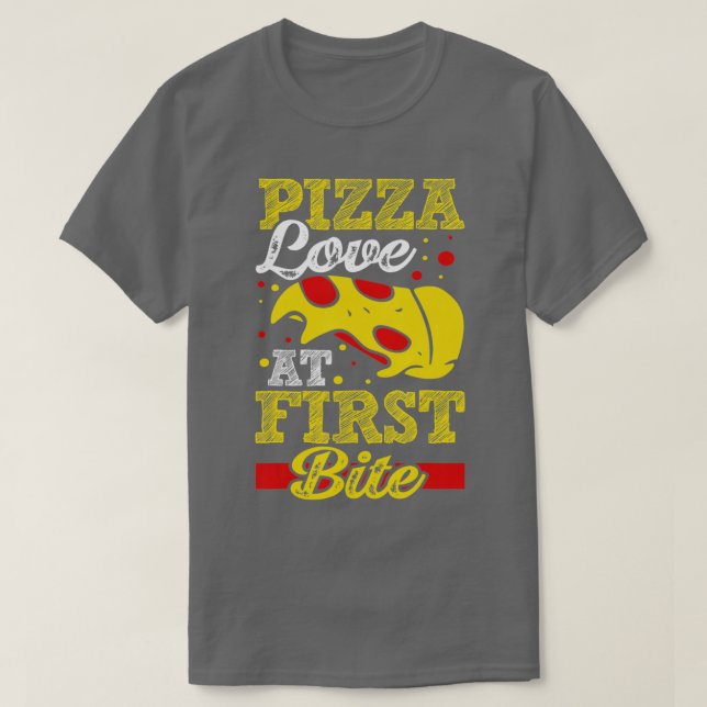 Camiseta Pizza Love Na Primeira Mordida (Frente do Design)