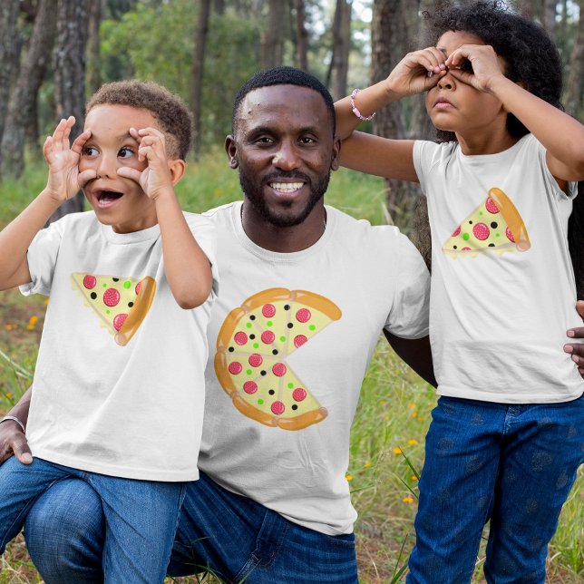 Camiseta Pizza menos duas fatias Dia de os pais branco masc (Criador carregado)