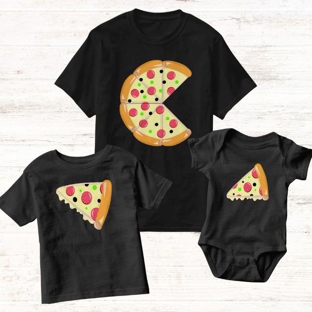 Camiseta Pizza menos duas fatias Dia de os pais preto mascu (Criador carregado)