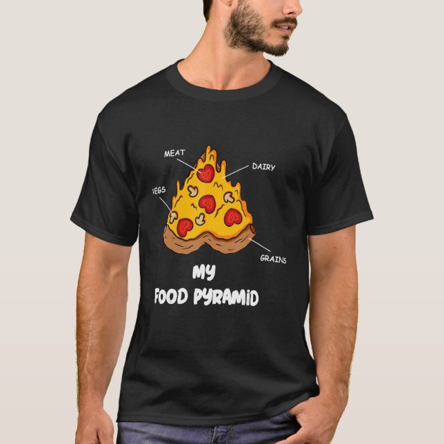 Camiseta Pizza Minha Pirâmide de Comidas Nutricional (Frente)
