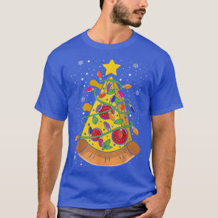 Camiseta Pizza Natal Luzes Árvores Xmas Mulheres Mulheres C