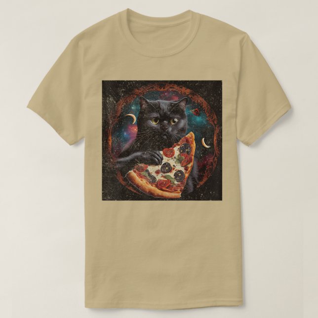 Camiseta Pizza Negra De Gato (Frente do Design)