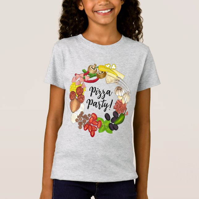 Camiseta Pizza Party Topping Italiana Comida Pizzeria Pie (Frente)
