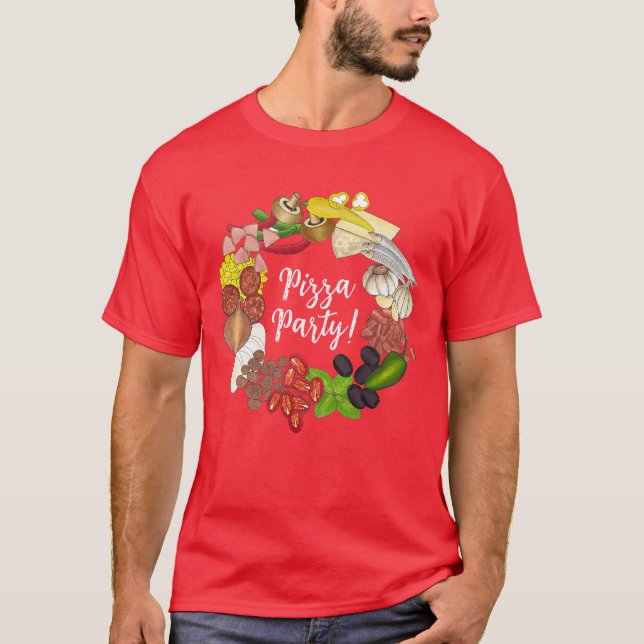 Camiseta Pizza Party Topping Italiana Comida Pizzeria Pie (Frente)