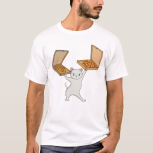 Camiseta Pizza Patas Gato Faz Malabarismo com Tortas