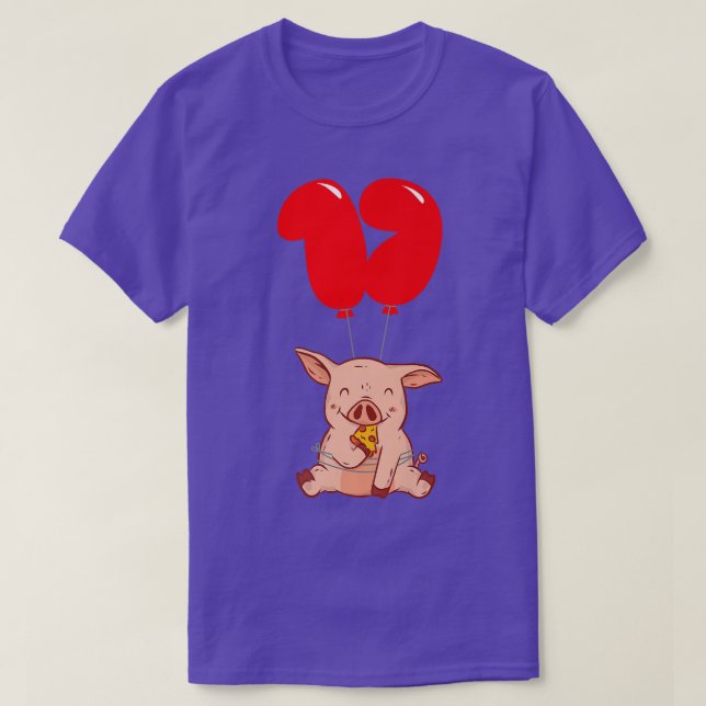 Camiseta Pizza Pig - 17th Birthday - Kids Balloon Party Pre (Frente do Design)