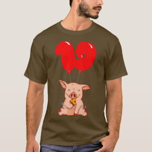 Camiseta Pizza Pig 19º Aniversário Crianças Festa Balão