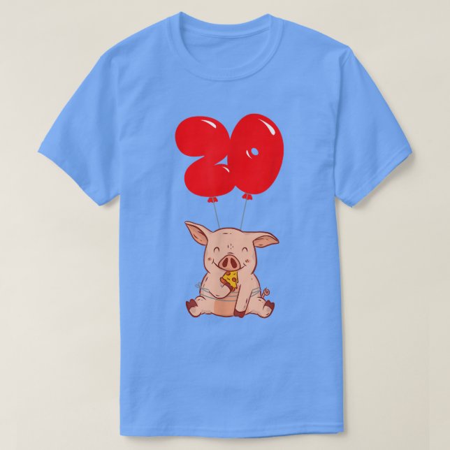 Camiseta Pizza Pig - 20 Birthday - Kids Balloon Party 428 (Frente do Design)