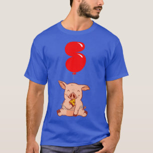 Camiseta Pizza Pig - 5 Birthday - Kids - Partido Balão Prem