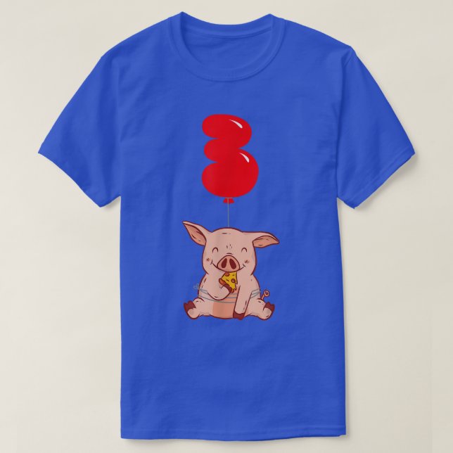 Camiseta Pizza Pig - aniversário de 3 anos - Kids - Festa d (Frente do Design)