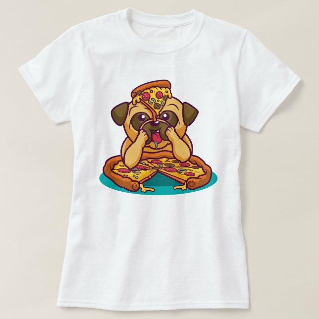 Camiseta Pizza Pug T-Shirt (Frente do Design)