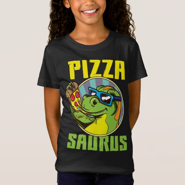 Camiseta Pizza Saurus T-Rex Dinossaur Comendo Pizza Pizzasa (Frente)