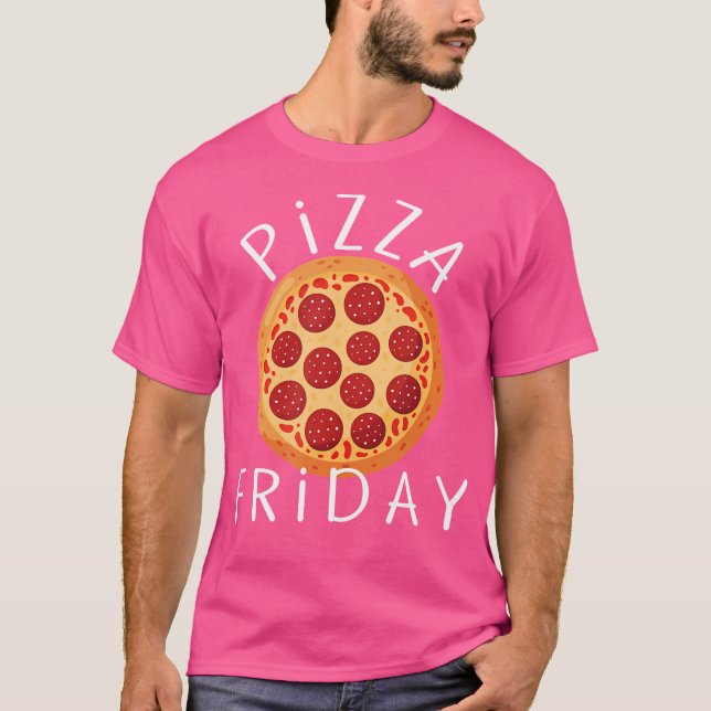 Camiseta Pizza Sexta-feira Homens Crianças Acessórios de Ve (Frente)