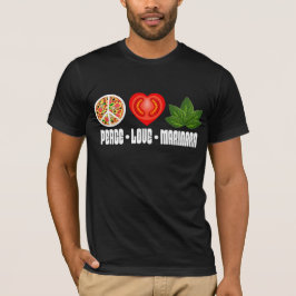 Camiseta Pizza - Sinal de Paz Tomato Heart e Folhas de Basi