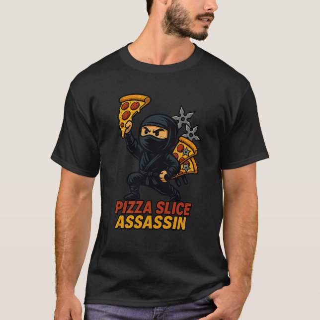 Camiseta Pizza Slice Assassin – Ninja of the Cheesy Shadows (Frente)
