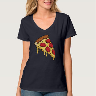 Camiseta Pizza Slice com Pepperoni e Queijo Cartoon Illu