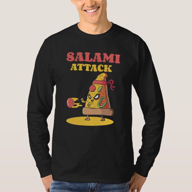 Camiseta Pizza Slice Motif Ninja Salami Attack Pizza Cheese (Frente)