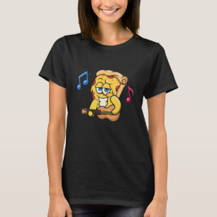 Camiseta Pizza Slice Tocando Violão Bass Música Rock Guitar